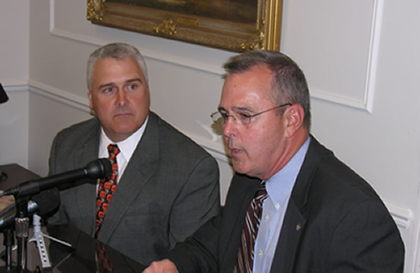 Senate President Pro Tempore Designate Brian Bingman and Senate Floor Leader Mike Schulz address the media at the State Capitol on Tuesday.